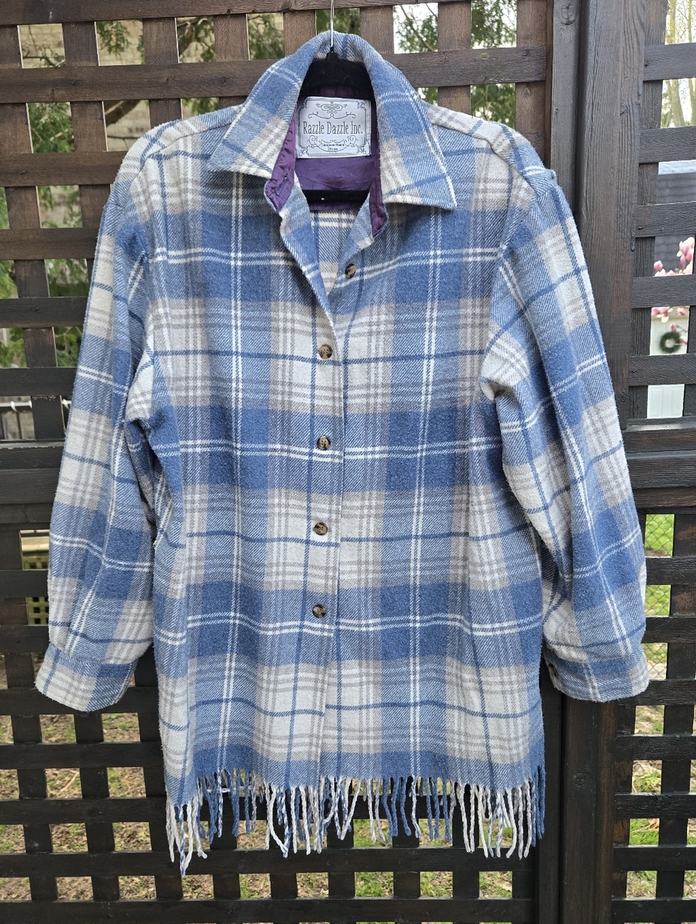Plaid Shacket with Fringe - Picture 5 of 9